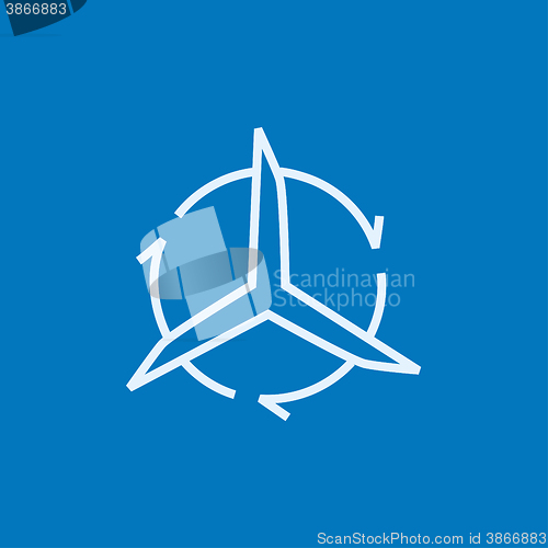 Image of Windmill with arrows line icon.