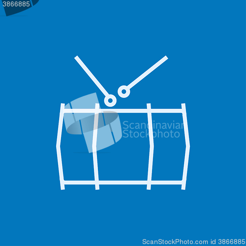 Image of Drum with sticks line icon.