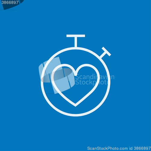 Image of Stopwatch with heart sign line icon.