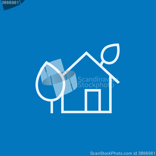 Image of Eco-friendly house line icon.