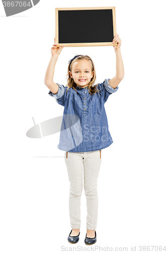 Image of Girl holding a chalkboard