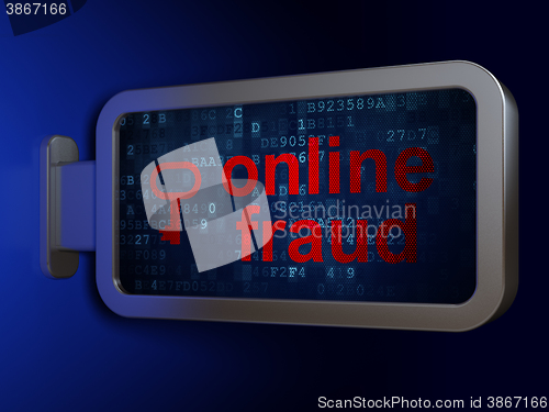 Image of Security concept: Online Fraud and Key on billboard background