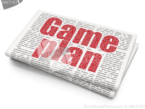 Image of Finance concept: Game Plan on Newspaper background