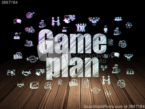 Image of Finance concept: Game Plan in grunge dark room