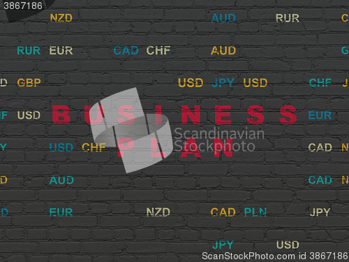 Image of Business concept: Business Plan on wall background