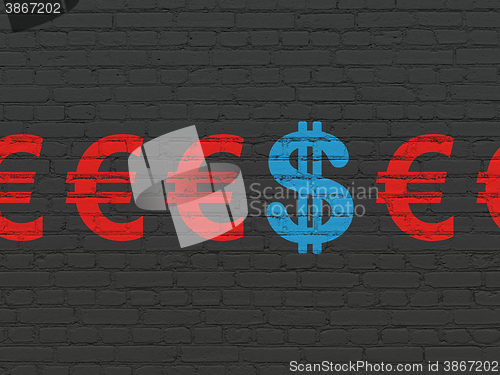 Image of Money concept: dollar icon on wall background