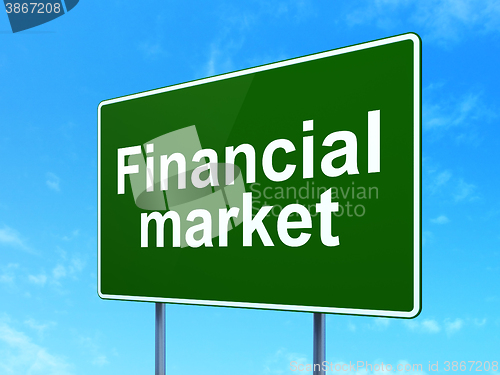 Image of Money concept: Financial Market on road sign background