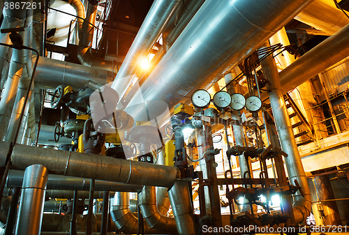 Image of Industrial zone, Steel pipelines, valves and pumps