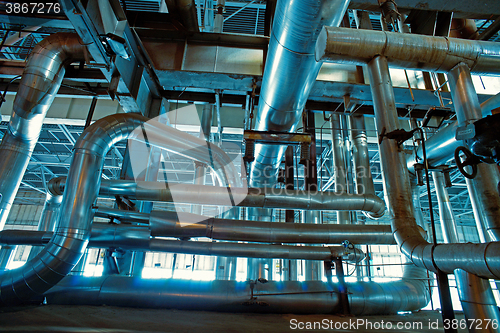 Image of Blue toned interior industrial background.