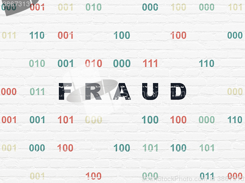 Image of Protection concept: Fraud on wall background