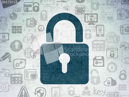 Image of Safety concept: Closed Padlock on Digital Paper background