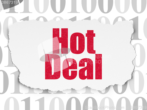Image of Finance concept: Hot Deal on Torn Paper background