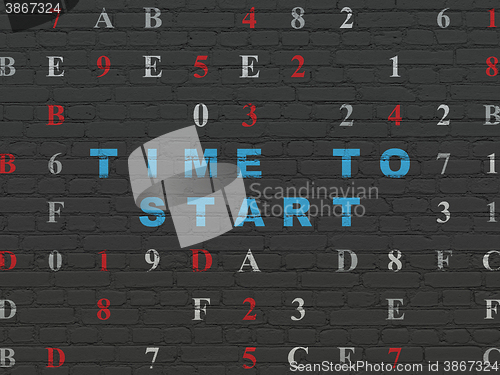 Image of Time concept: Time to Start on wall background
