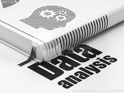 Image of Information concept: book Head With Gears, Data Analysis on white background