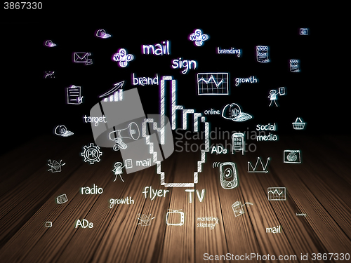 Image of Advertising concept: Mouse Cursor in grunge dark room