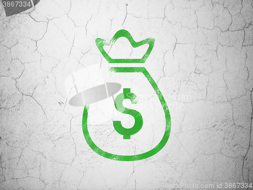 Image of Money concept: Money Bag on wall background