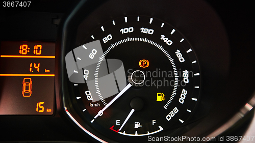 Image of Car Dashboard. Image of illuminated car dashboard.