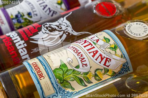 Image of Bottles of Traditional French Gentian Liquor