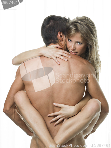 Image of sexy couple in white underwear having sex