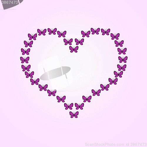 Image of Heart shaped butterfly flight, pink and black butterflies. Raste