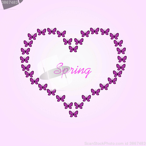 Image of Heart shaped butterfly flight, pink and black butterflies with w