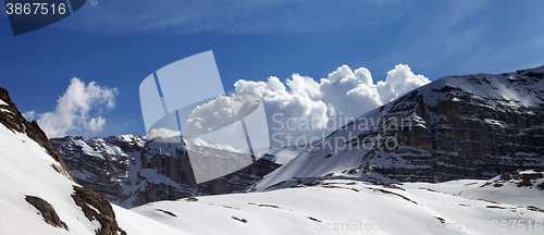 Image of Panoramic view on mountains in nice day