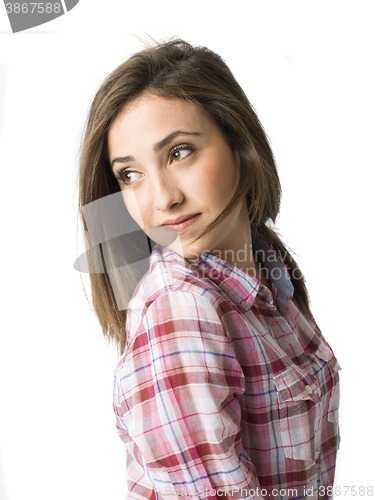 Image of portrait of a beautiful young short haired woman