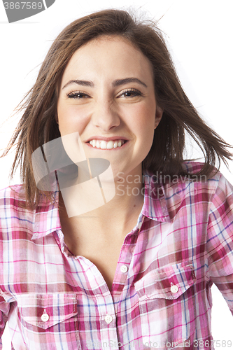 Image of portrait of a beautiful young short haired woman
