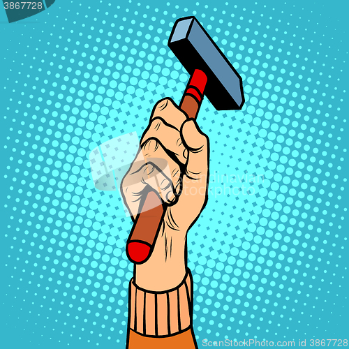 Image of Hand with hammer vector illustration