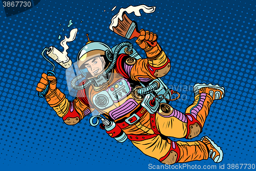 Image of Astronaut with paint makes the repair