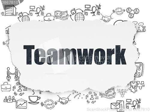 Image of Finance concept: Teamwork on Torn Paper background