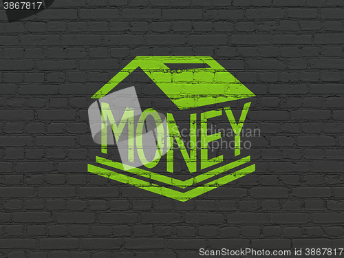 Image of Money concept: Money Box on wall background