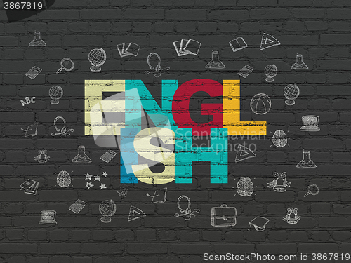 Image of Education concept: English on wall background