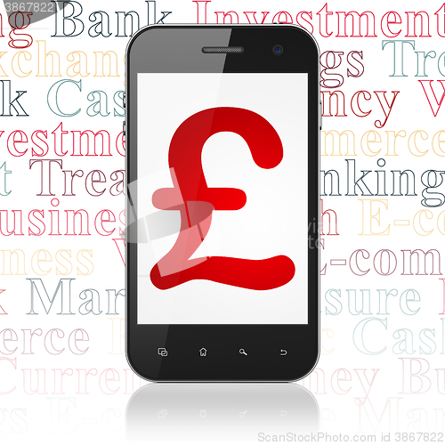 Image of Money concept: Smartphone with Pound on display