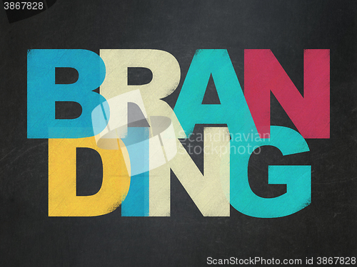 Image of Marketing concept: Branding on School board background