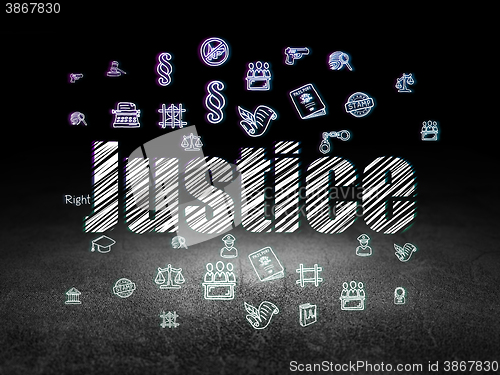Image of Law concept: Justice in grunge dark room