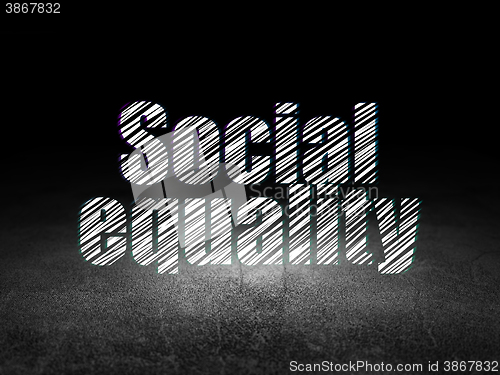 Image of Political concept: Social Equality in grunge dark room