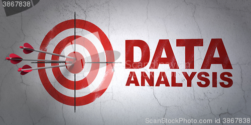 Image of Information concept: target and Data Analysis on wall background