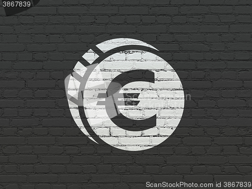 Image of Money concept: Euro Coin on wall background