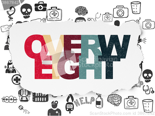 Image of Healthcare concept: Overweight on Torn Paper background