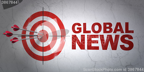 Image of News concept: target and Global News on wall background