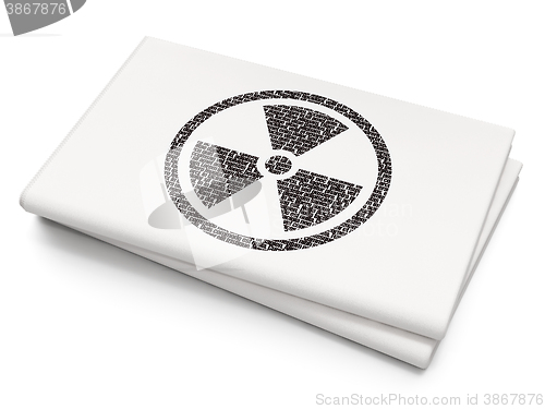Image of Science concept: Radiation on Blank Newspaper background