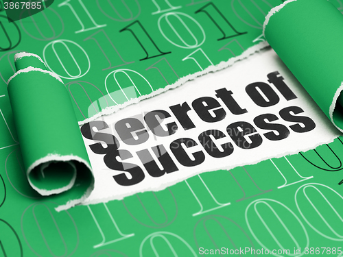 Image of Finance concept: black text Secret of Success under the piece of  torn paper