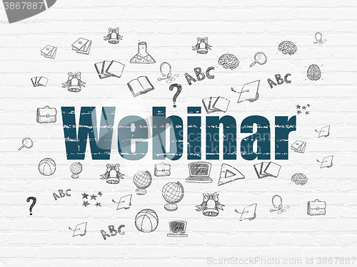 Image of Education concept: Webinar on wall background