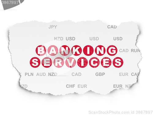 Image of Money concept: Banking Services on Torn Paper background