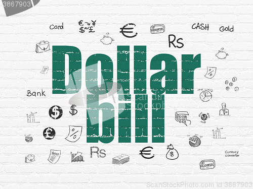 Image of Currency concept: Dollar Bill on wall background