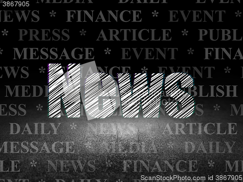 Image of News concept: News in grunge dark room