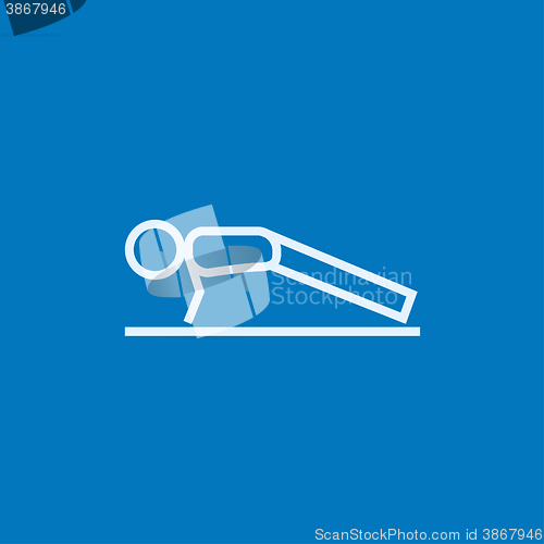 Image of Man making push ups line icon.