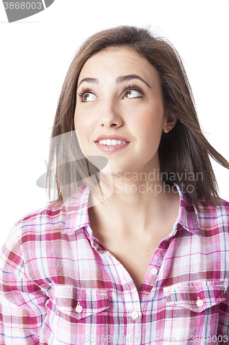 Image of portrait of a beautiful young short haired woman