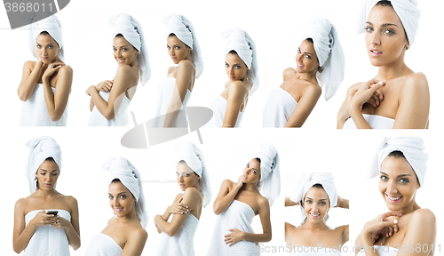 Image of some images of a young woman  in towel